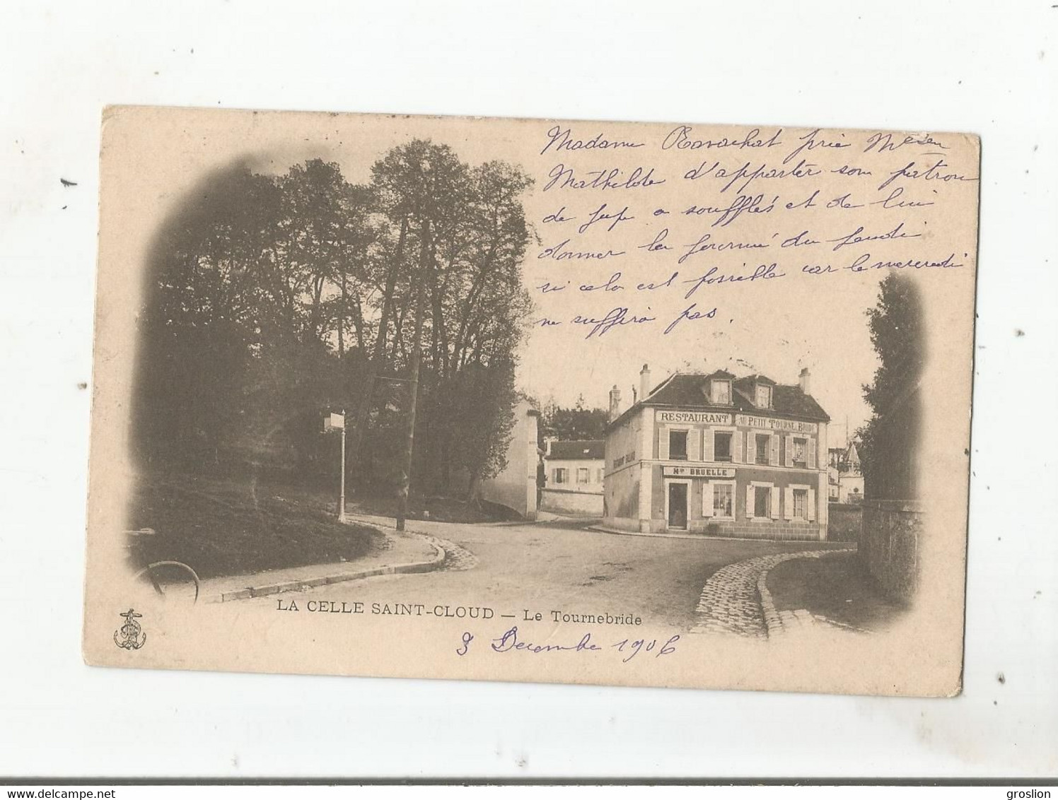 LA CELLE SAINT CLOUD LE TOURNEBRIDE (RESTAURANT) MME BRUELLE PROPRIETAIRE 1906 - La Celle Saint Cloud