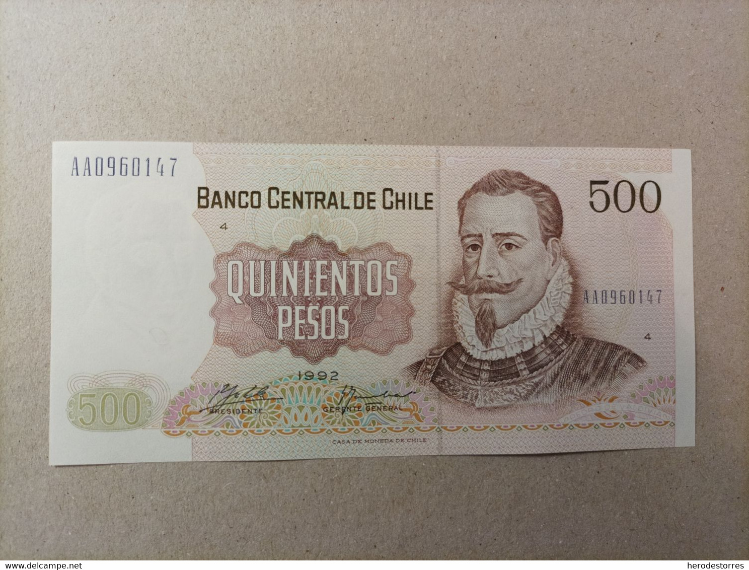 Billete De Chile De 500 Pesos, Año 1992, Serie AA, UNC - Chili