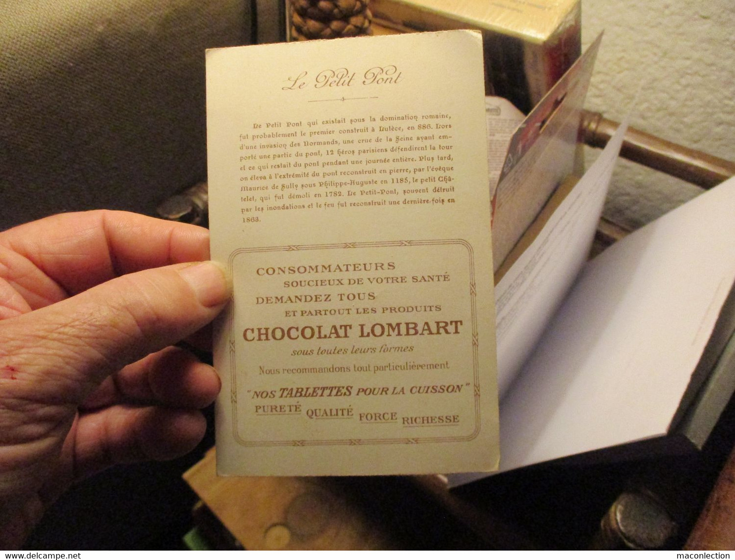 Ancien Carte Editions Du Chocolat LOMBART : Le Petit Pont à Paris - Chocolat