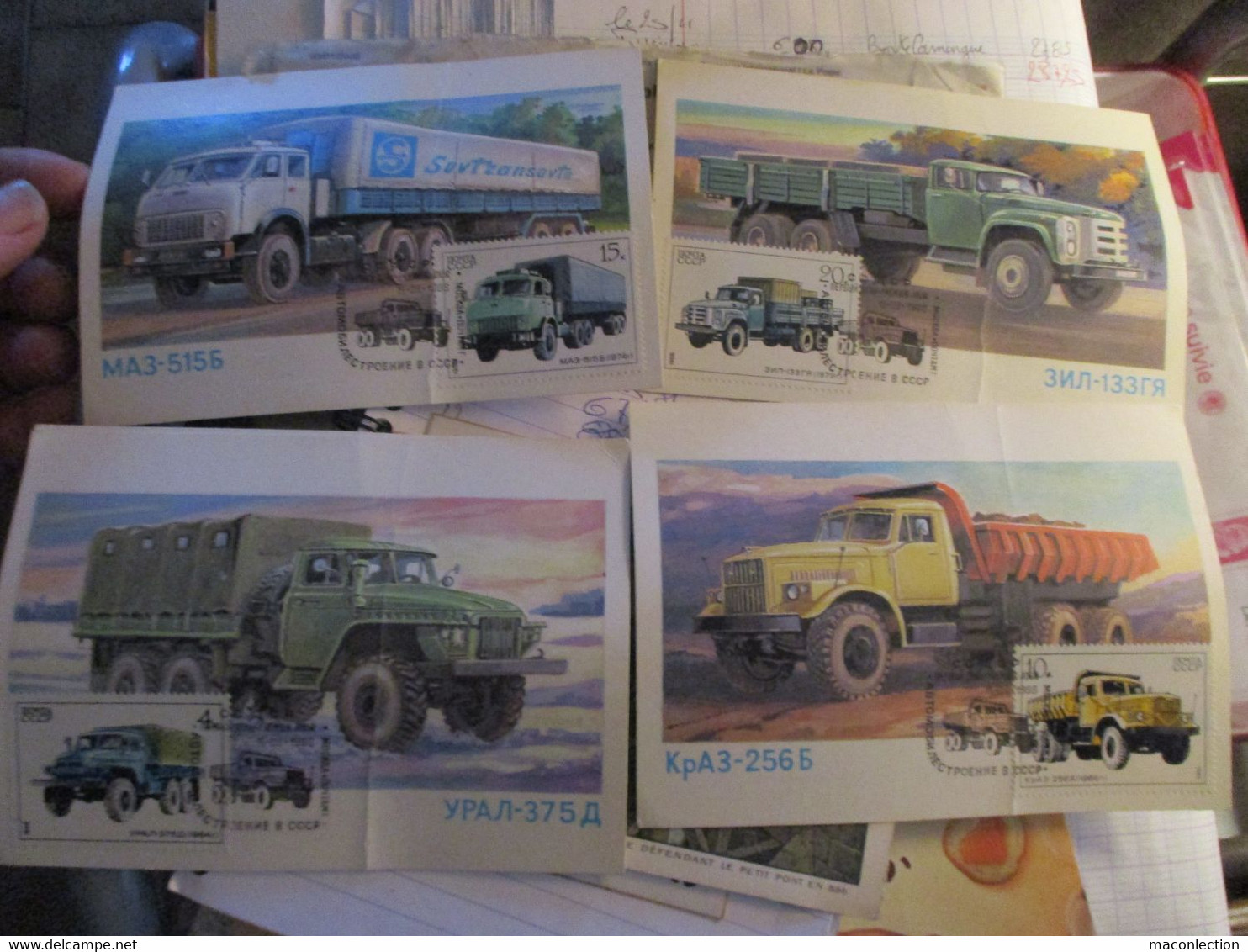 Ancien S Camion S Russe S  Carte Postale Timbrée Oblitéré 1986 - Camions