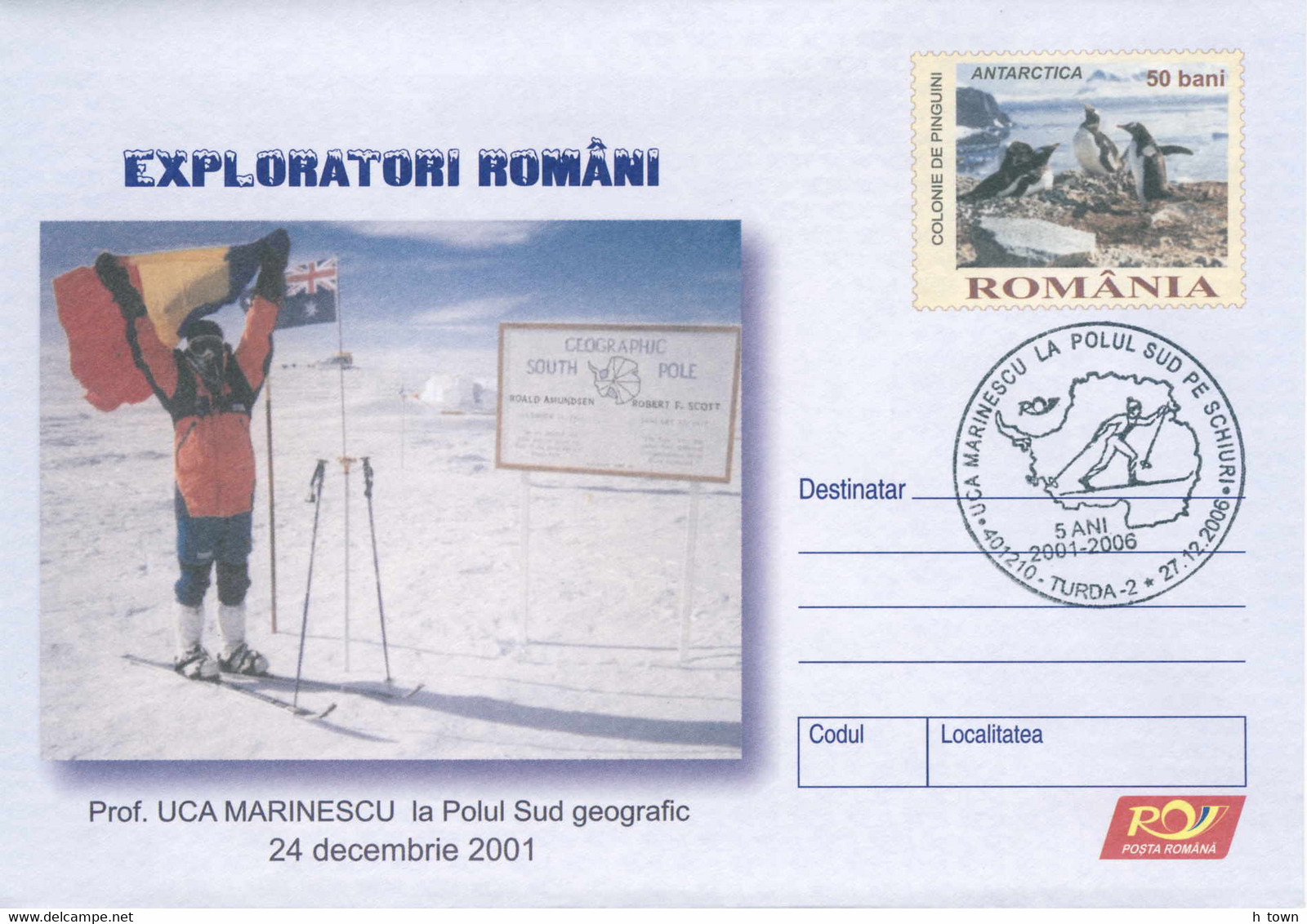 928  Pôle Sud, Manchot Pingouin: PAP 2005 - On Ski To The South Pole. Penguin Antarctica Skier Australian Flag - Faune Antarctique