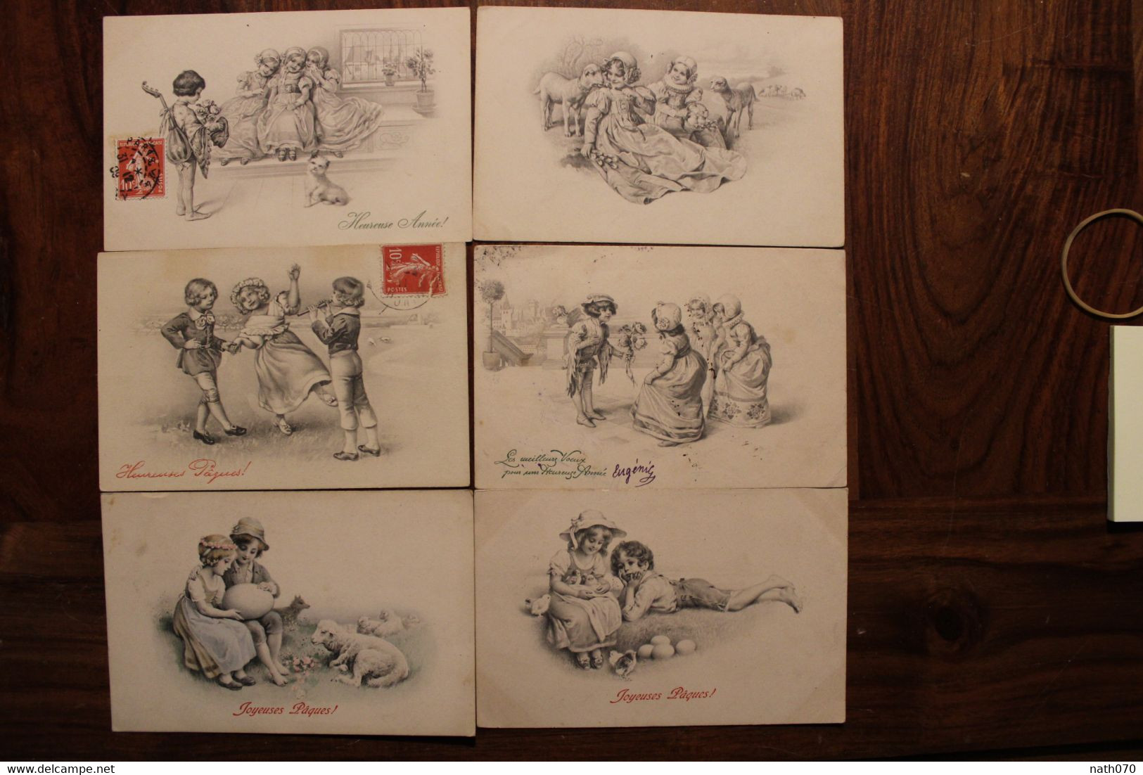 AK 1900's Lot De 6 CPA Enfants Animaux Illustrateur M M VIENNE Litho - Vienne