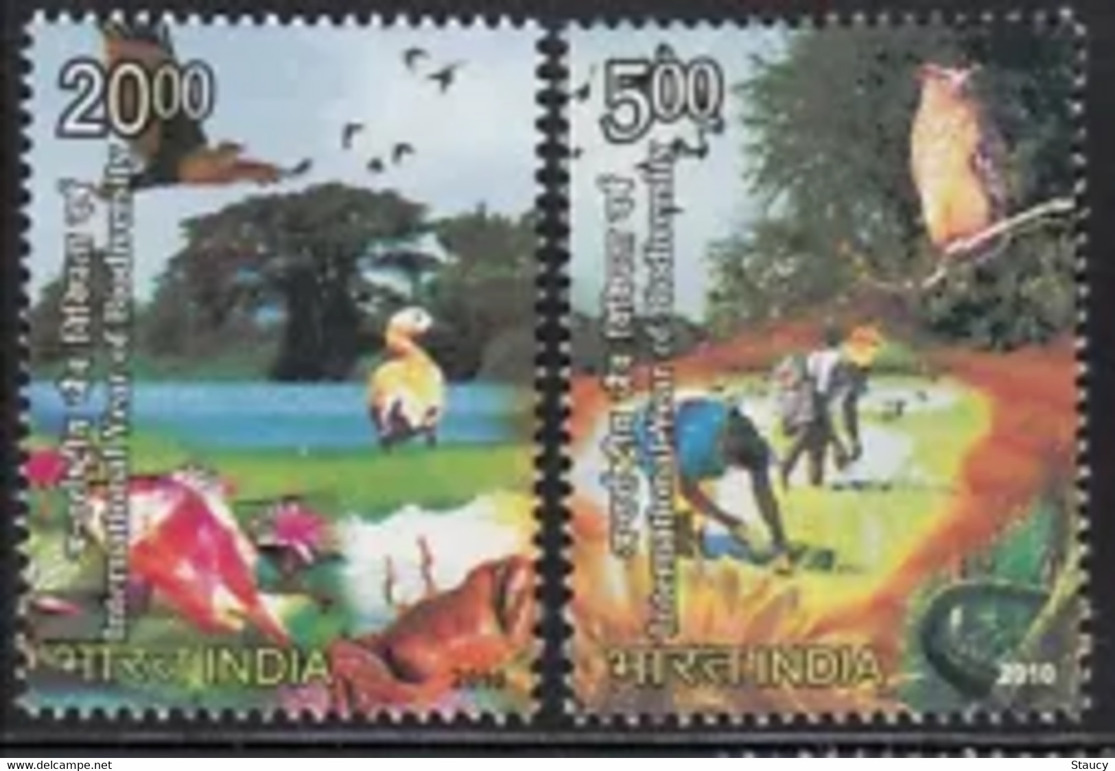 India 2010 INTERNATIONAL YEAR OF BIODIVERSITY SET OF 2 Stamps MNH P. O Fresh & Fine, Rare - Otros & Sin Clasificación