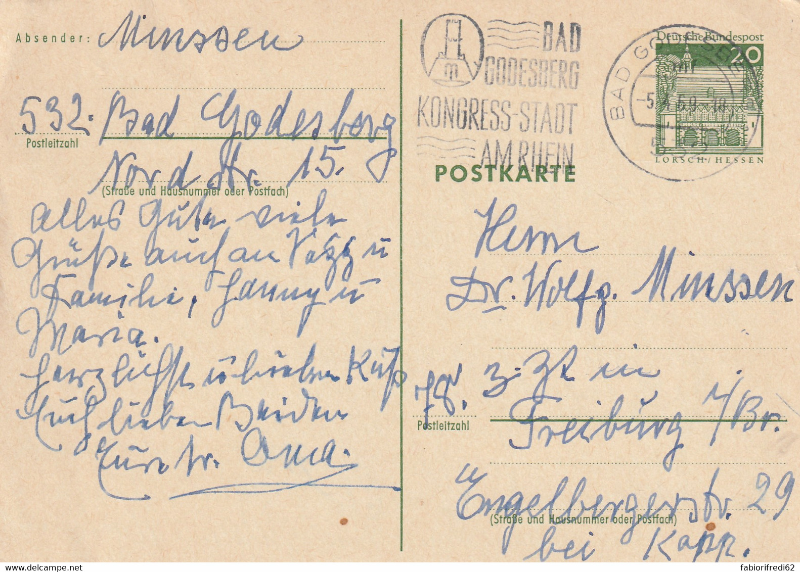 INTERO POSTALE 1959 GERMANIA TIMBRO BAD GODESBERG (ZP4420 - Postkarten - Gebraucht