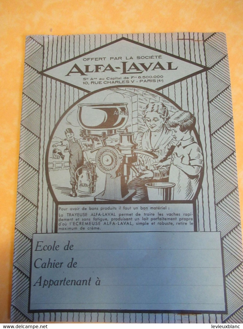 Offert Par La Société " ALFA-LAVAL /Protège-cahier Scolaire Publicitaire/"Ecrémeuse"/ Jaune/ Vers 1950-60   CAH343 - Landwirtschaft