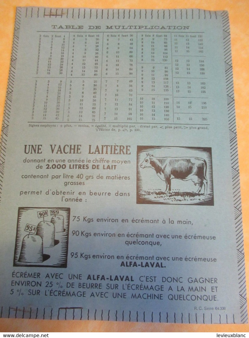 Offert Par La Société " ALFA-LAVAL /Protège-cahier Scolaire Publicitaire/"Ecrémeuse"/ Jaune/ Vers 1950-60   CAH343 - Farm