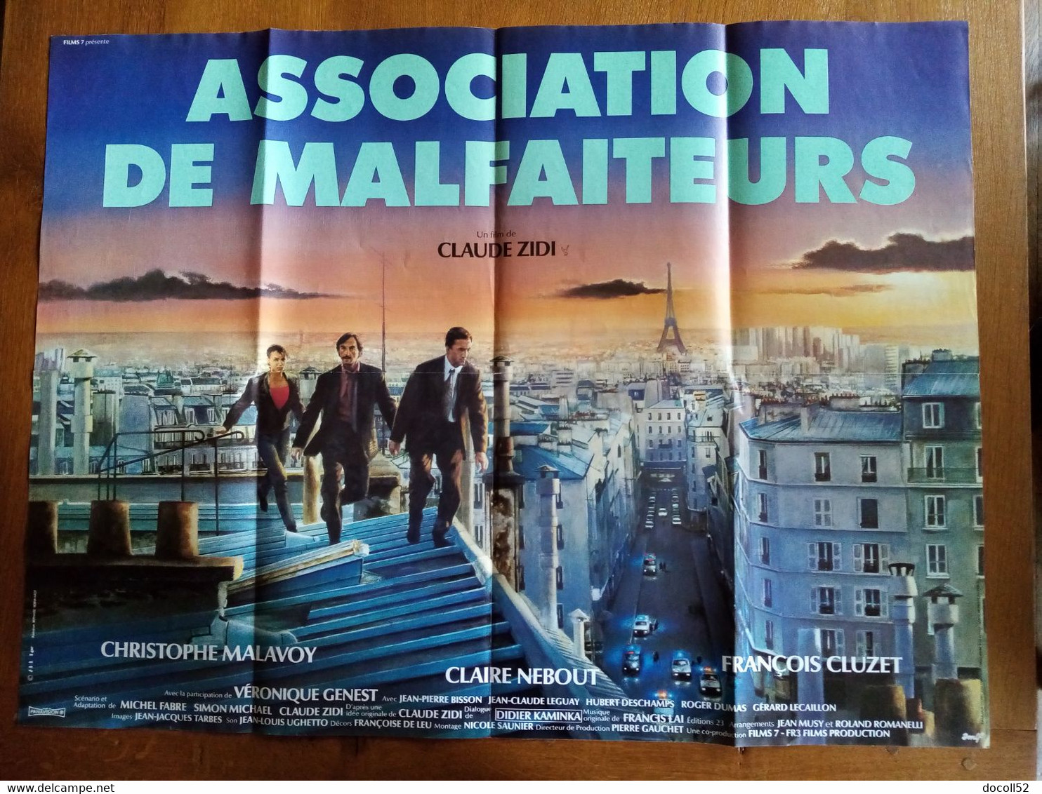 AFFICHE CINEMA ORIGINALE FILM 1987 ASSOCIATION DE MALFAITEURS MALAVOY CLUZET CLAIRE NEBOUT 807MMX604MM DE CLAUDE ZIDI - Affiches & Posters