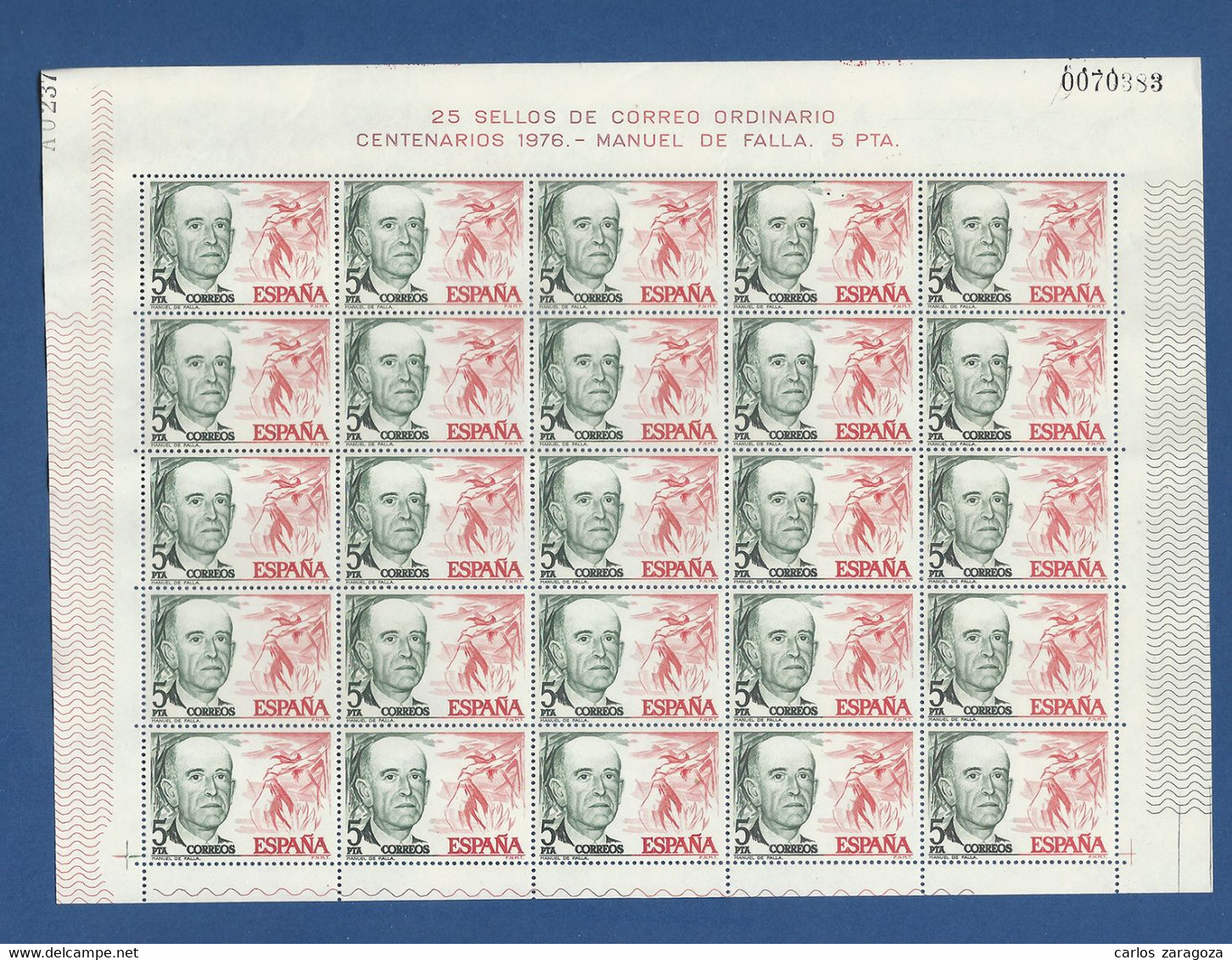 1976 ESPAÑA/ESPAGNE—CASALS Y FALLA 2025/26 En Feuilles Complètes ** SPAIN 2018/19 Sheets Of 25 MNH Stamps. Ed. 2379/80 - Fogli Completi