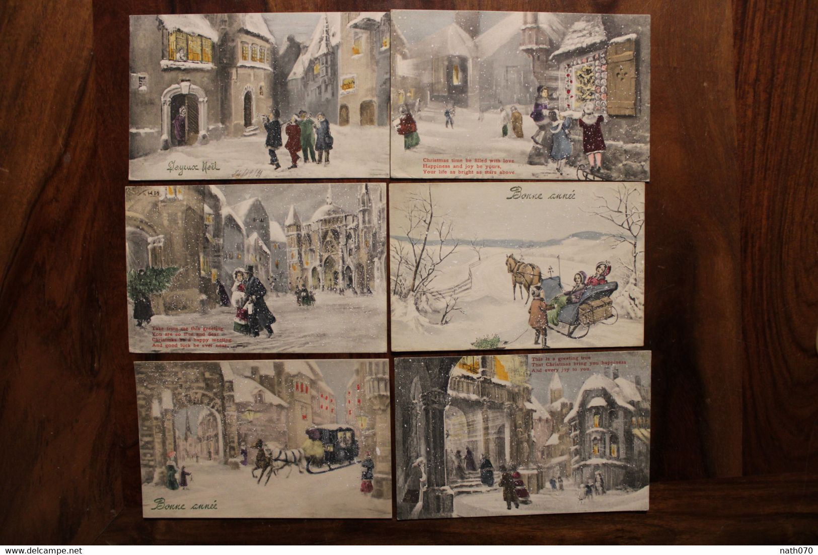 AK 1900's Lot De 6 CPA Joyeux Noël Bonne Année Illustrateur V K VIENNE Litho - Vienne