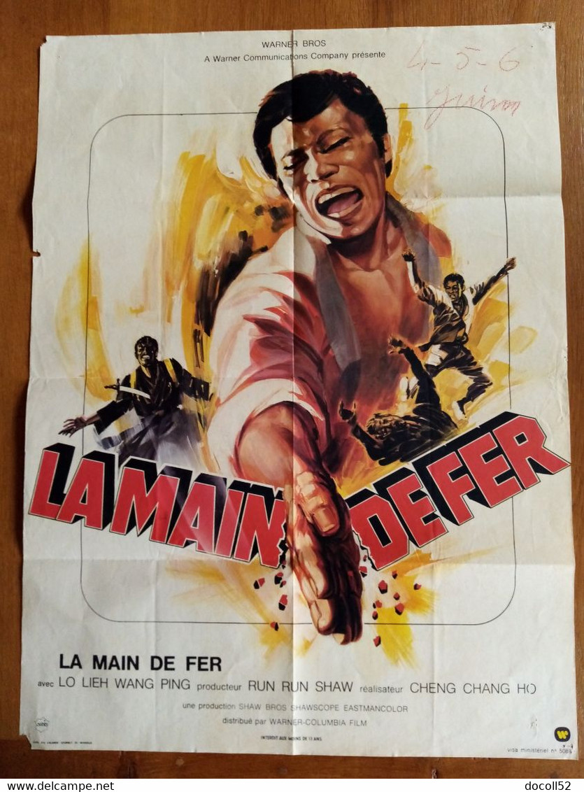 AFFICHE CINEMA ORIGINALE FILM 1972 LA MAIN DE FER LO LIEH - WANG PING  785MMX578MM DE CHENG CHANG HO - Affiches & Posters