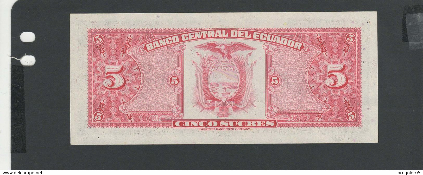EQUATEUR - Billet 5 Sucres 1977 NEUF/UNC Gad.108 - Ecuador