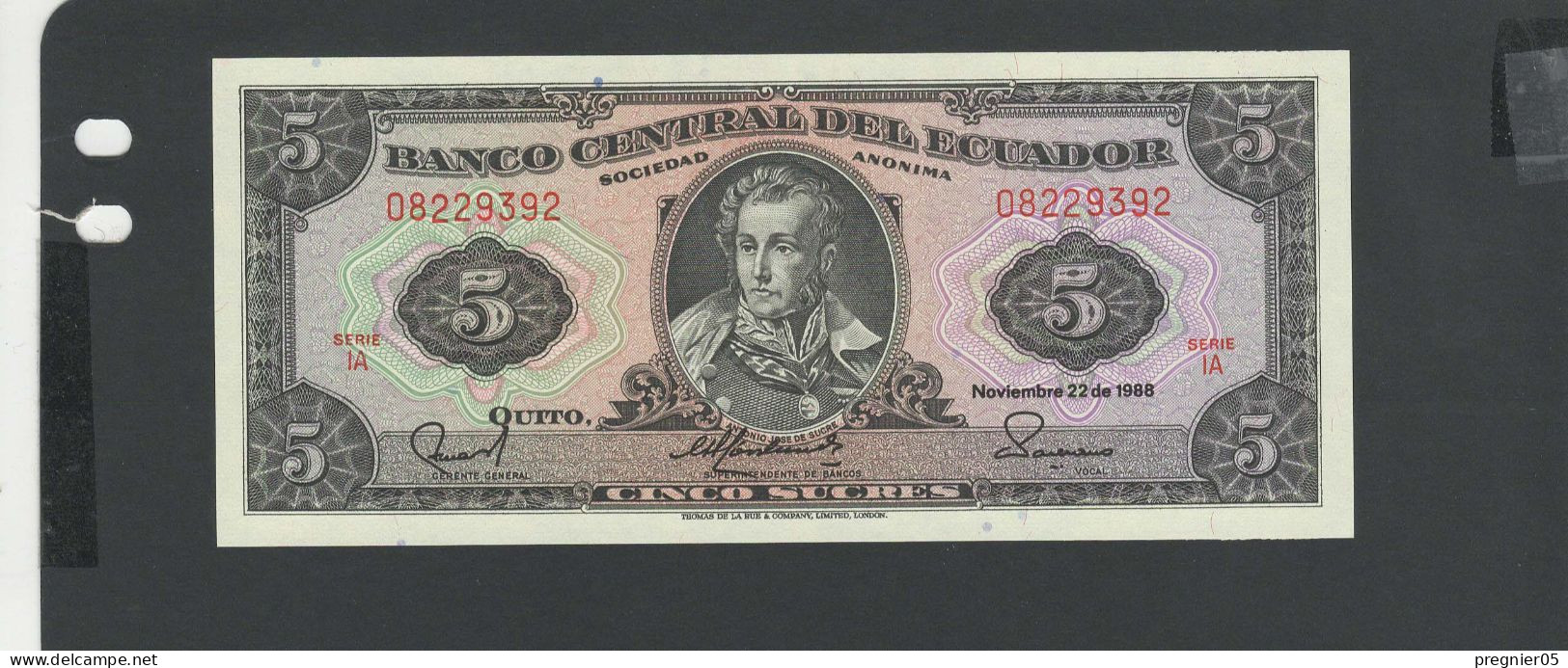 EQUATEUR - LOT 5 Billets SUP-XF à NEUF-UNC - Equateur