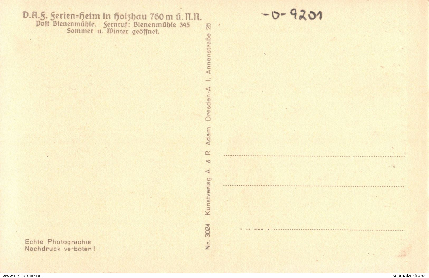 AK Holzhau D. A. F. Ferienheim Hermsdorf Neuhermsdorf Nassau Rechenberg Bienenmühle Rehefeld Altenberg Moldau Erzgebirge - Holzhau