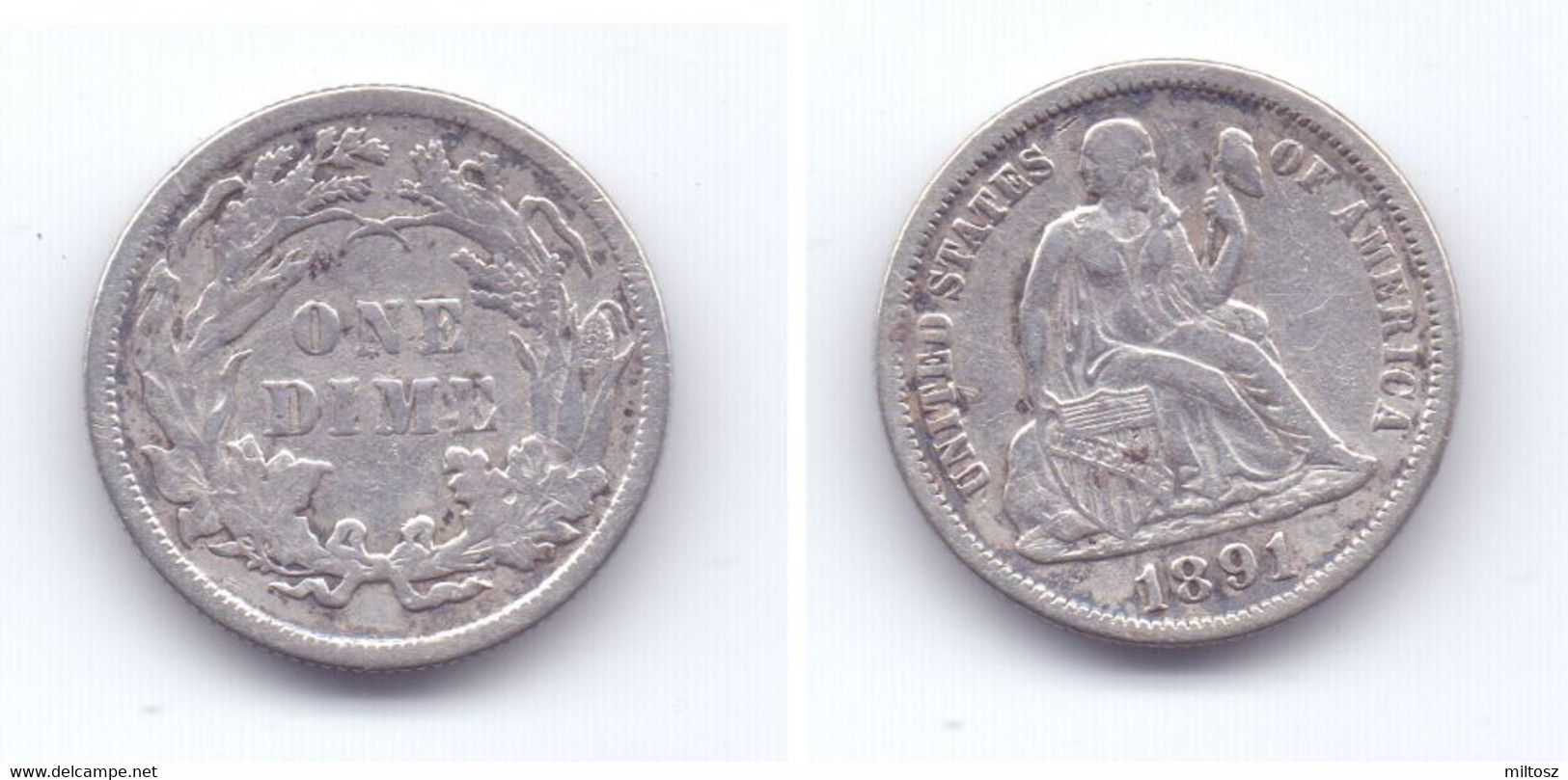 U.S.A. 10 Cents 1891 - 1837-1891: Seated Liberty (Liberté Assise)