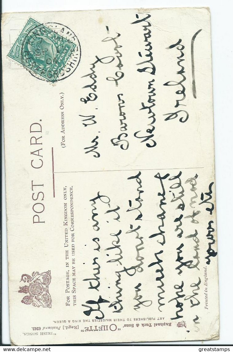 Humour Postcard Artist Signed Hamish  Oh The Maid Of Kildare Posted 1904 Tuck's Oilette - Maurice