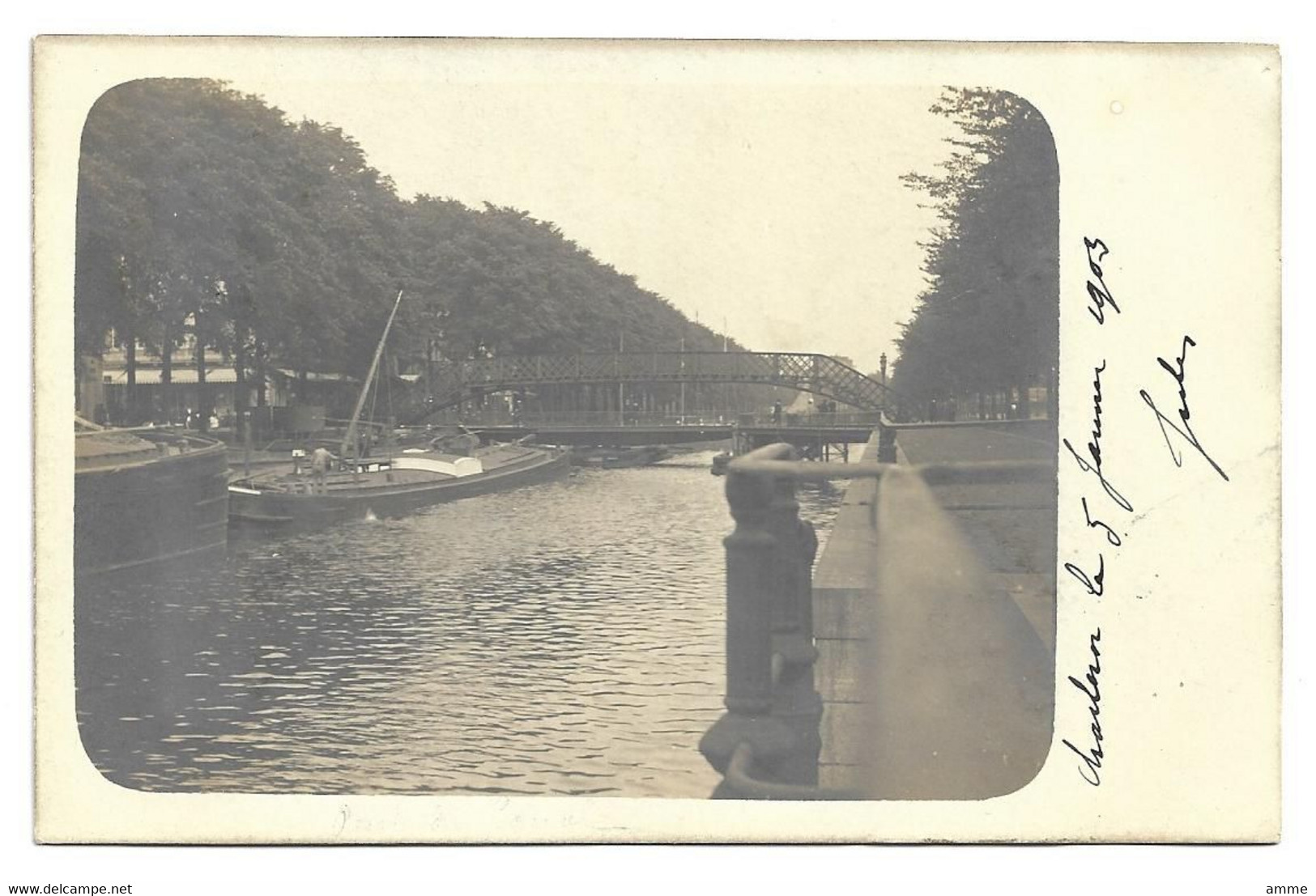 Charleroi  *  Charleroi 1903  (photo-postcard)  Péniche - Pont Du Canal - Charleroi