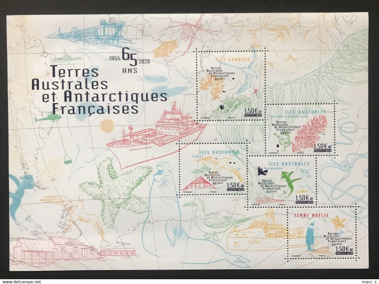 TAAF 2020 - NEUF**/MNH - LUXE - BLOC FEUILLET SHEET YT 953 / 957 - RARE - Blocks & Kleinbögen