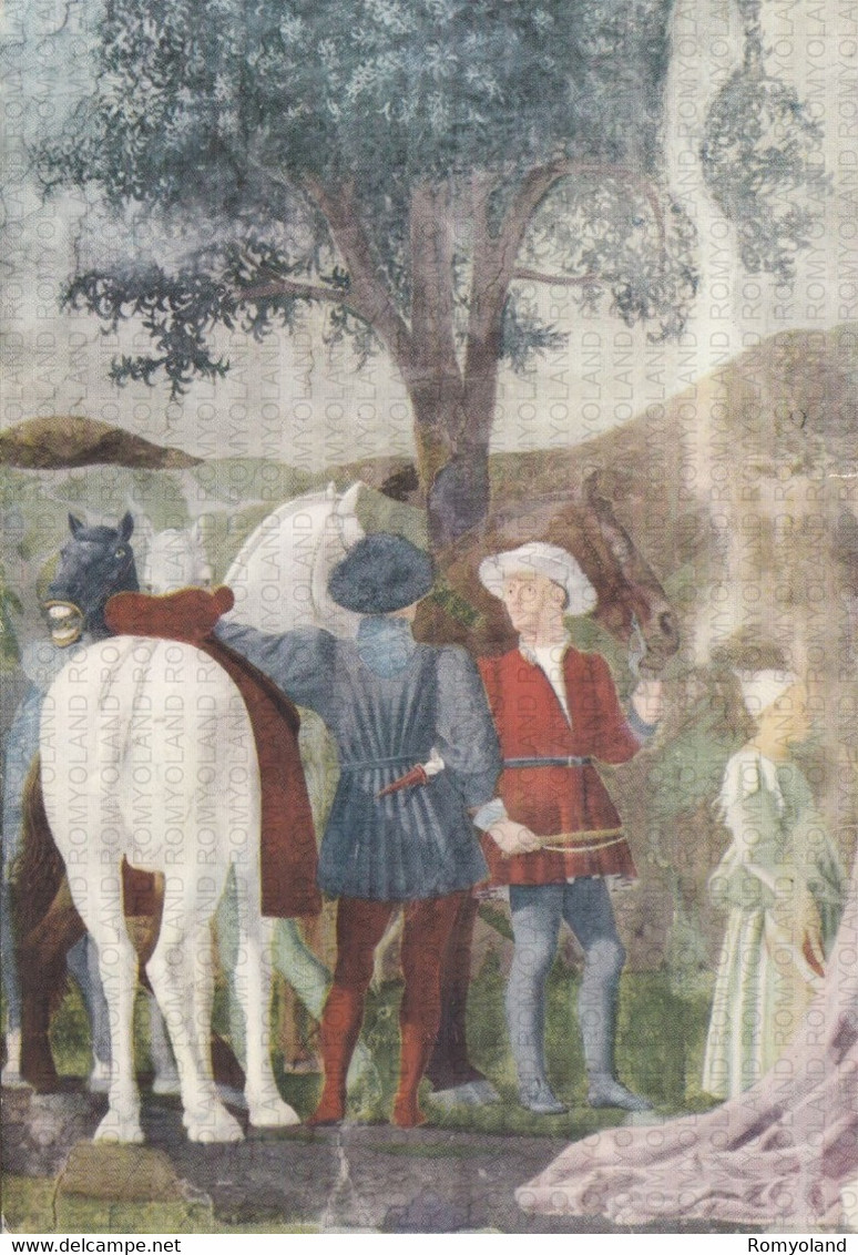 CARTOLINA  AREZZO,TOSCANA,CHIESA DI SAN FRANCESCO,PIERO DELLA FRANCESCA (1416-1492)-SCUDIERI DELLA REGINA ,NON VIAGGIATA - Arezzo