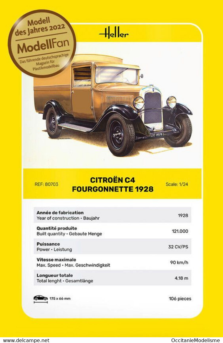 Heller - CITROEN C4 Fourgonnette 1928 Maquette Kit Plastique Réf. 80703 NBO Neuf 1/24 - Auto's