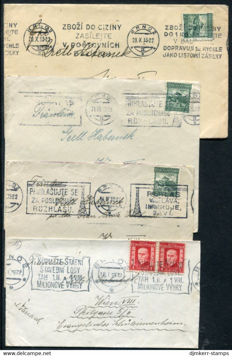 CZECHOSLOVAKIA 1928-33 Four Covers With Different Slogan Postmarks, Brno Datestamps. - Covers & Documents