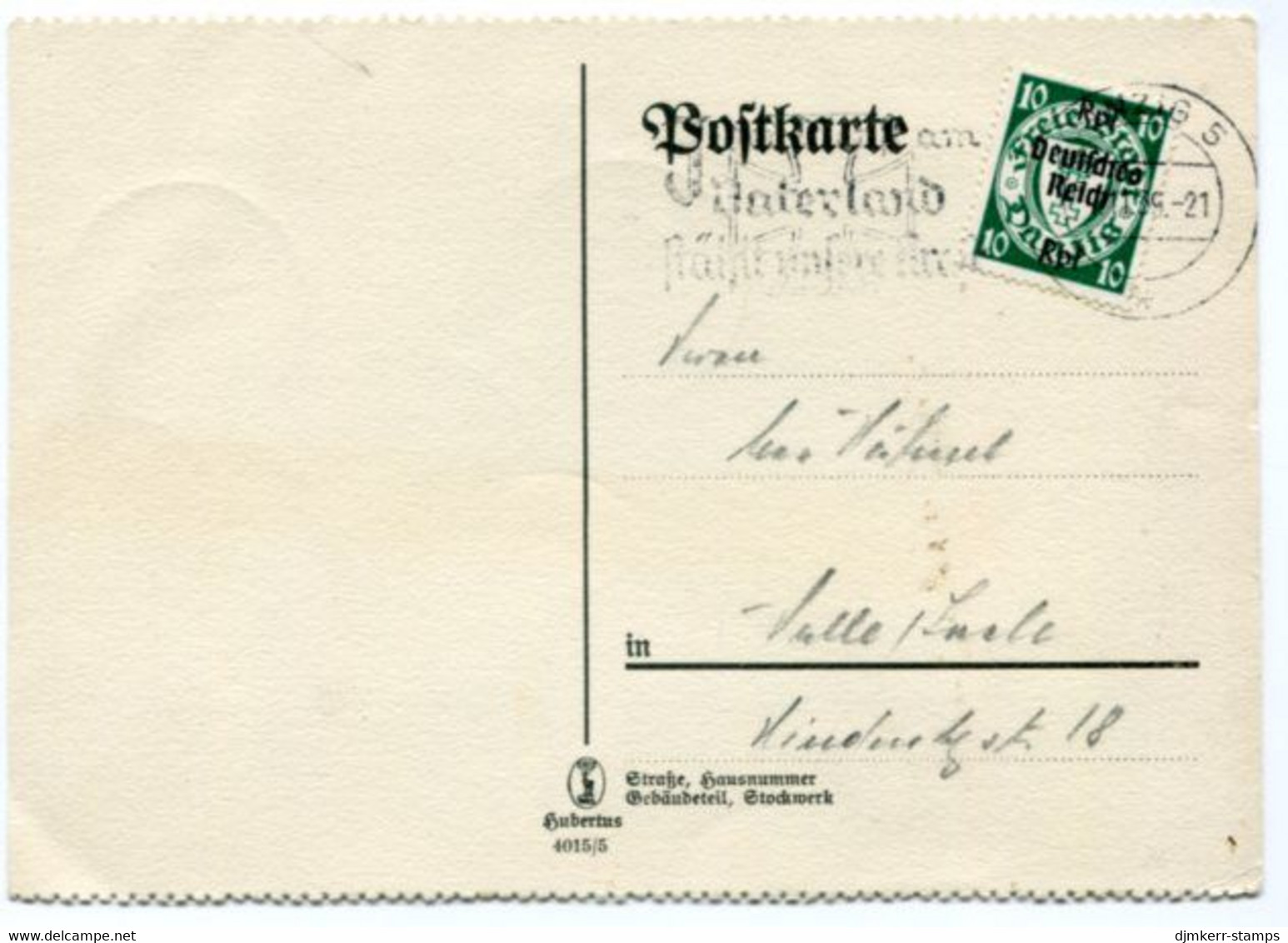 DANZIG 1939 Overprinted Issue ("Abshiedsausgabe") 10 Rpf. On Oostcard.  Michel DR 720, Scarce As A Single Franking. - Briefe U. Dokumente