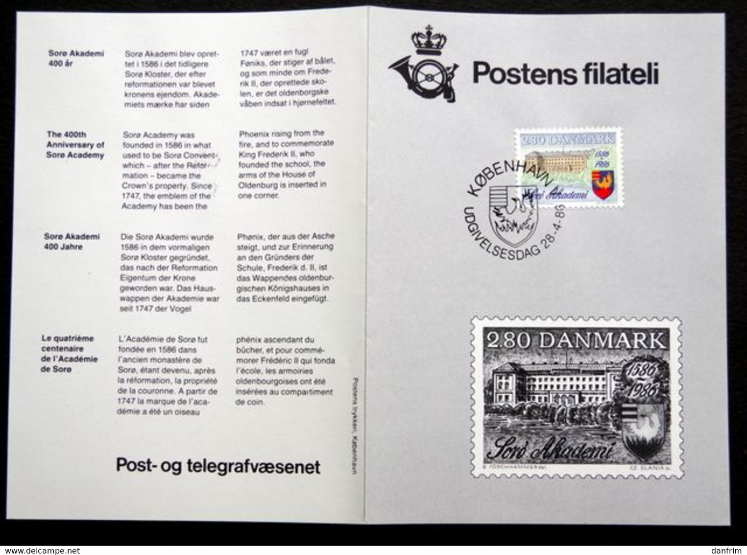 Denmark 1986   MiNr.865 Soro Academy FDC ( Lot  Ks ) - FDC