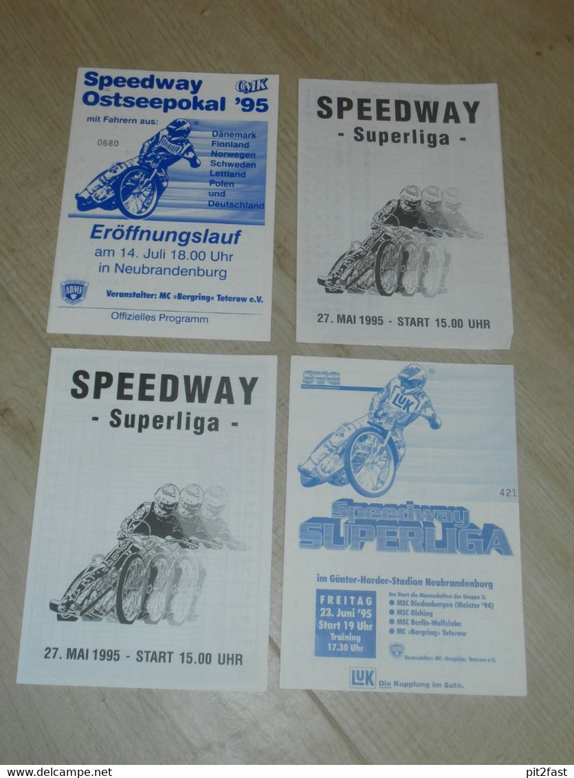 Speedway Neubrandenburg 1995 , 4x Programmheft / Programm / Rennprogramm , Program !!! - Motos