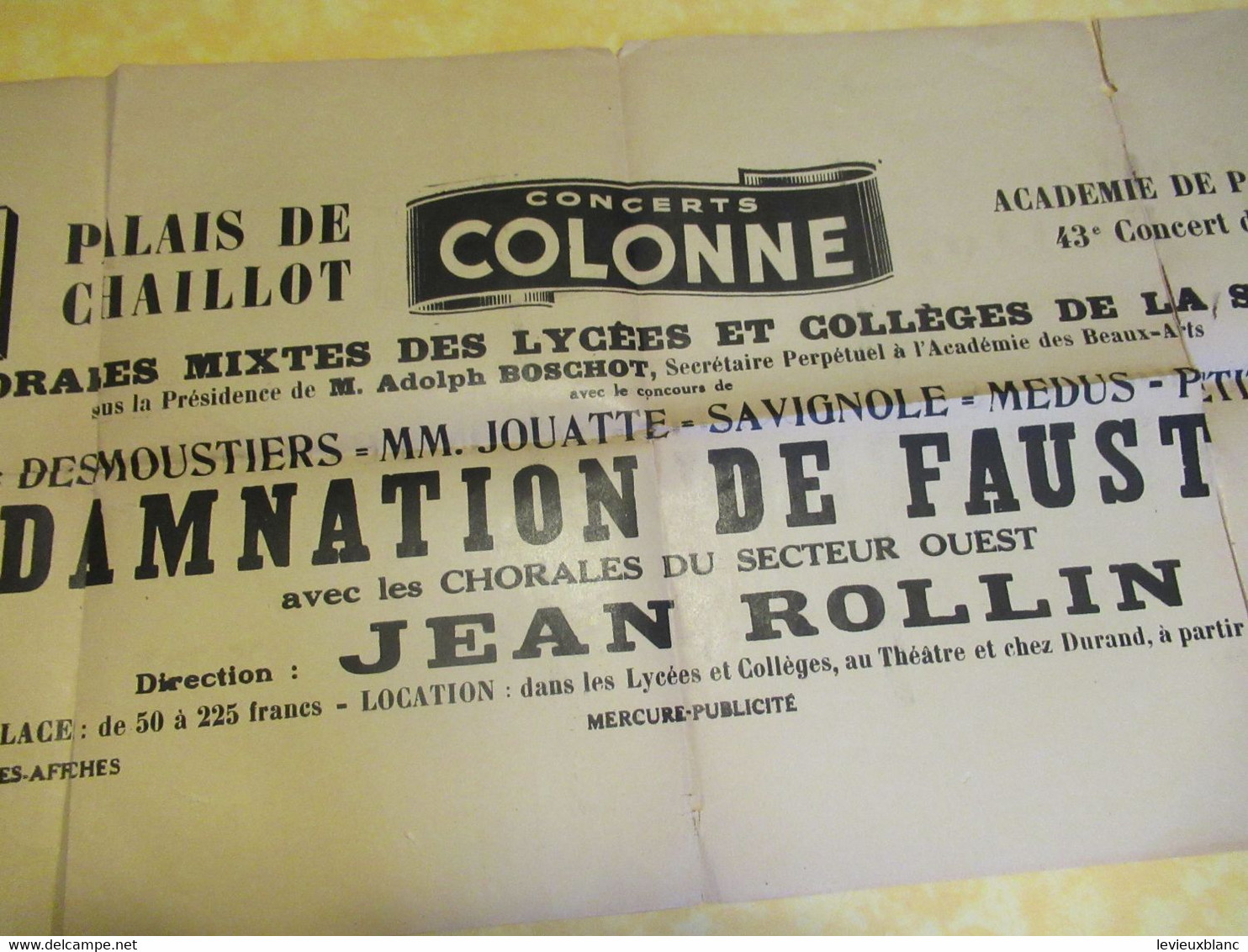 Affichette /  Concerts COLONNE / Palais De Chaillot /Académies De Paris/La Damnation De FAUST/Vers 1945-1955     AFF51 - Affiches