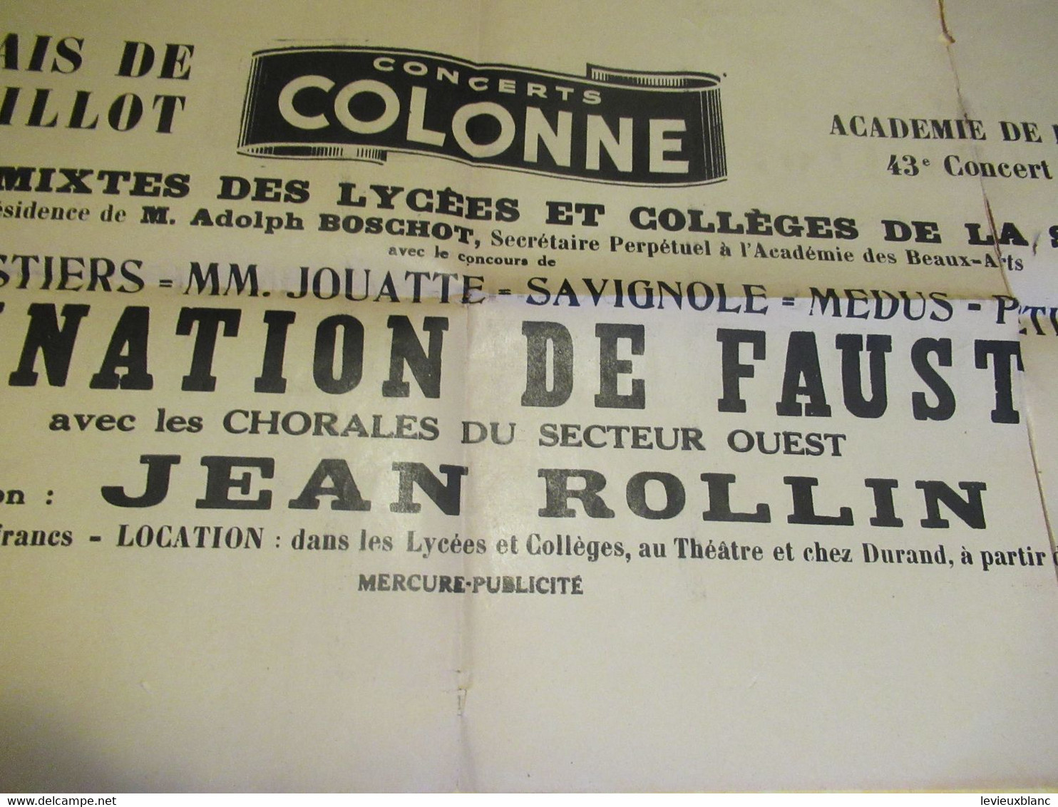 Affichette /  Concerts COLONNE / Palais De Chaillot /Académies De Paris/La Damnation De FAUST/Vers 1945-1955     AFF51 - Affiches