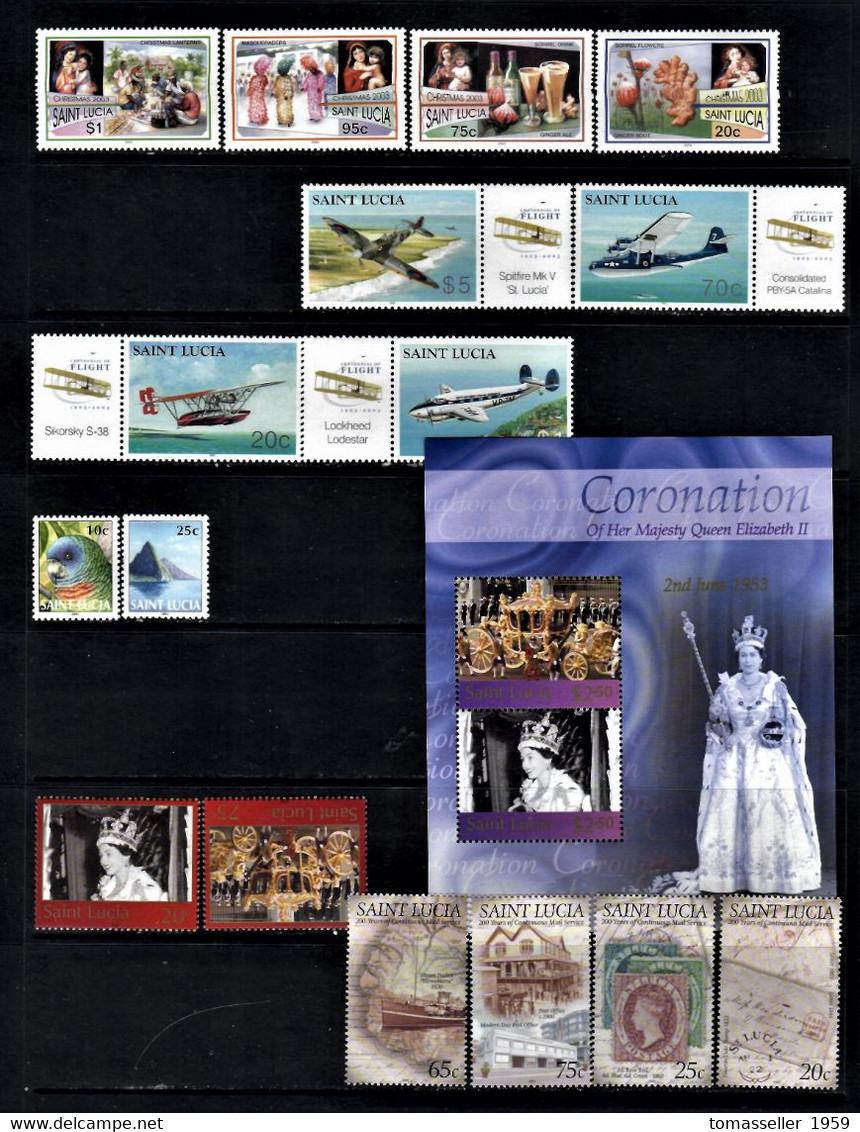 St.Lucia-14!!!   Years (1993,1995-2007) Full Sets.Almost 70 issues.MNH**