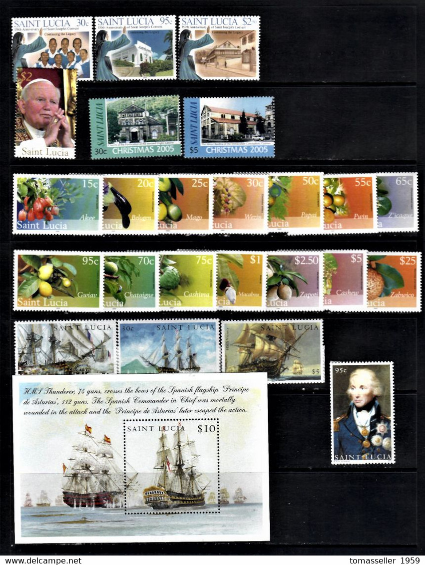 St.Lucia-14!!!   Years (1993,1995-2007) Full Sets.Almost 70 issues.MNH**