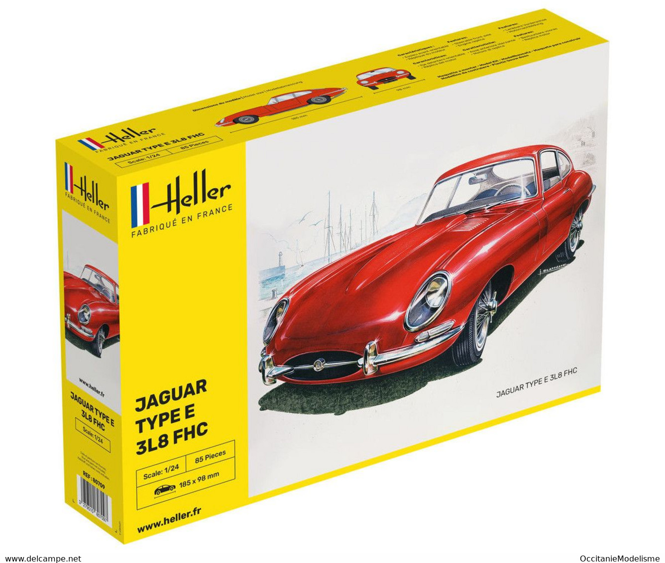 Heller - JAGUAR TYPE E E 3L8 FHC Maquette Kit Plastique Réf. 80709 NBO Neuf 1/24 - Carros