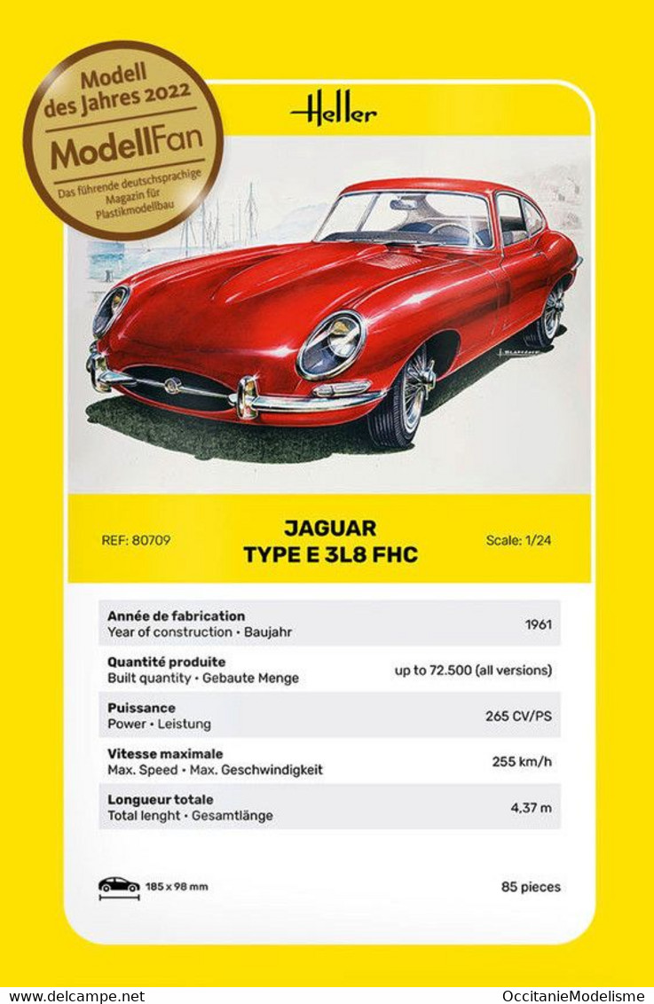 Heller - JAGUAR TYPE E E 3L8 FHC Maquette Kit Plastique Réf. 80709 NBO Neuf 1/24 - Automobili