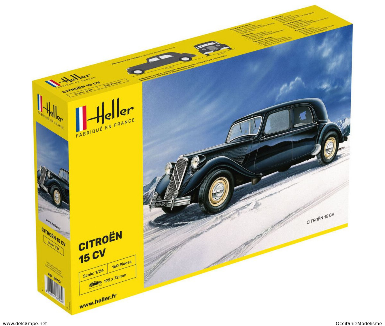 Heller - CITROEN 15CV TRACTION  Maquette Kit Plastique Réf. 80763 NBO Neuf 1/24 - Automobili