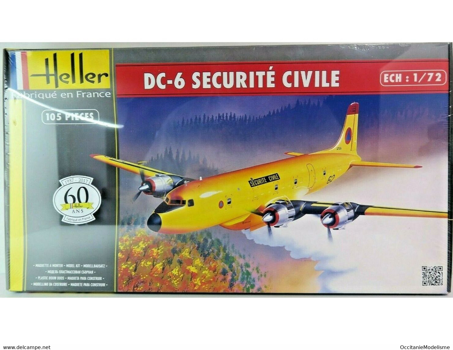Heller - DC-6 SECURITÉ CIVILE Maquette Kit Plastique Réf. 80330 NBO Neuf 1/72 - Vliegtuigen