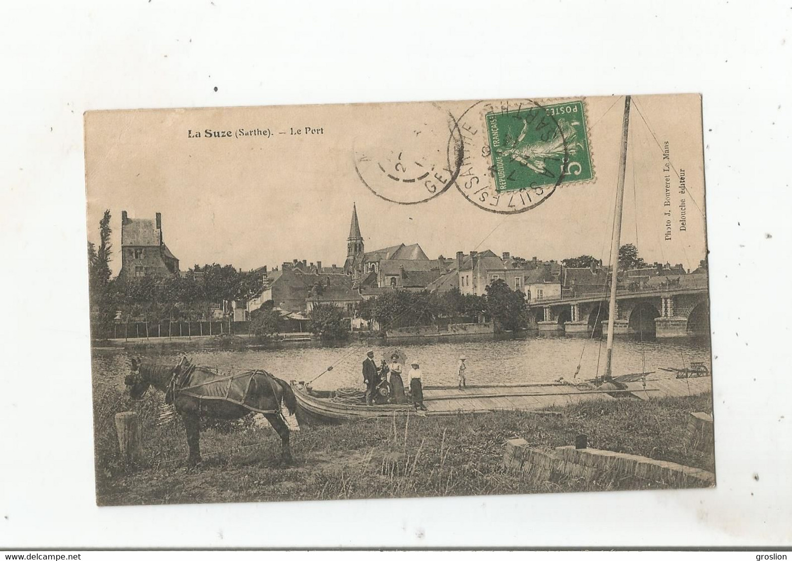 LA SUZE (SARTHE) LE PORT (CHEVAL ET PENICHE) - La Suze Sur Sarthe