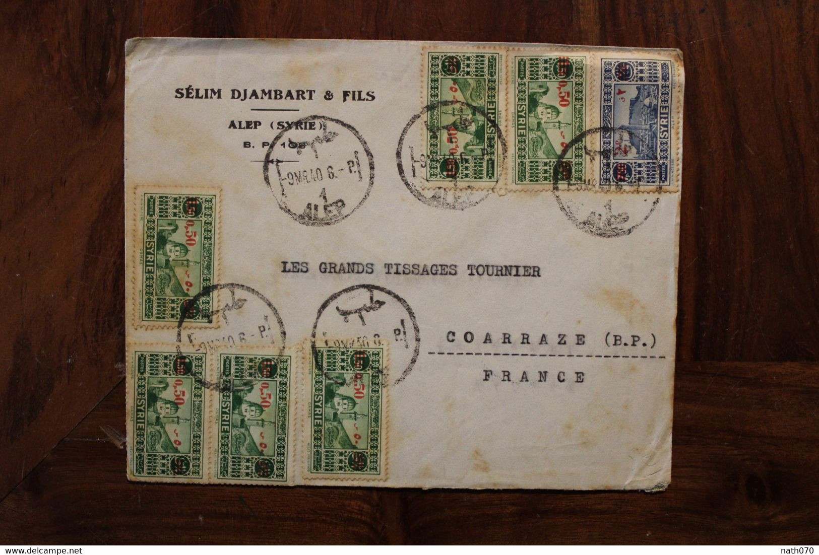 1940 Alep Aleppo Syrie Syria France Levant Cover Coarraze - Brieven En Documenten