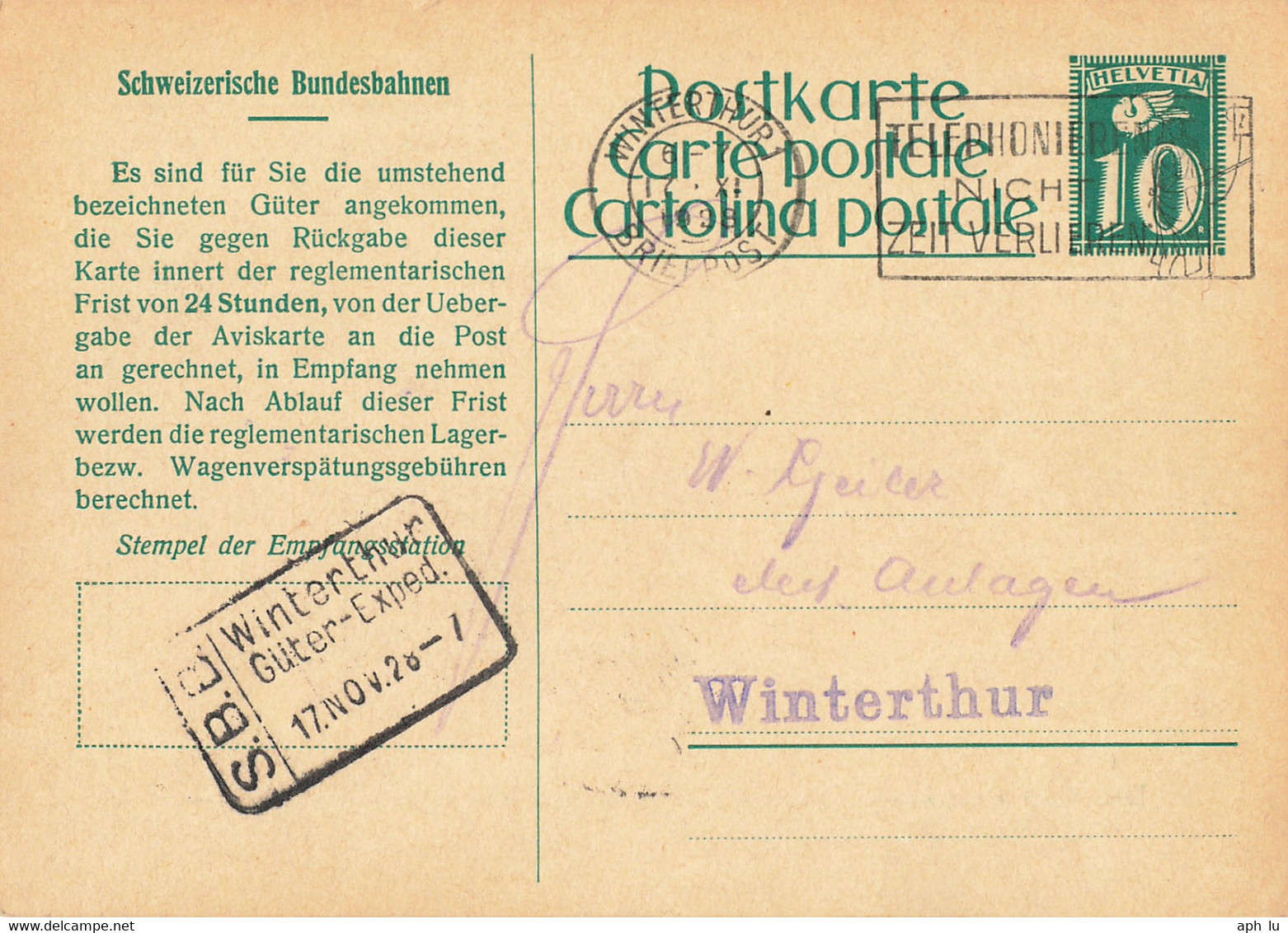 Bahnaviskarte Winterthur (ac7970) - Railway