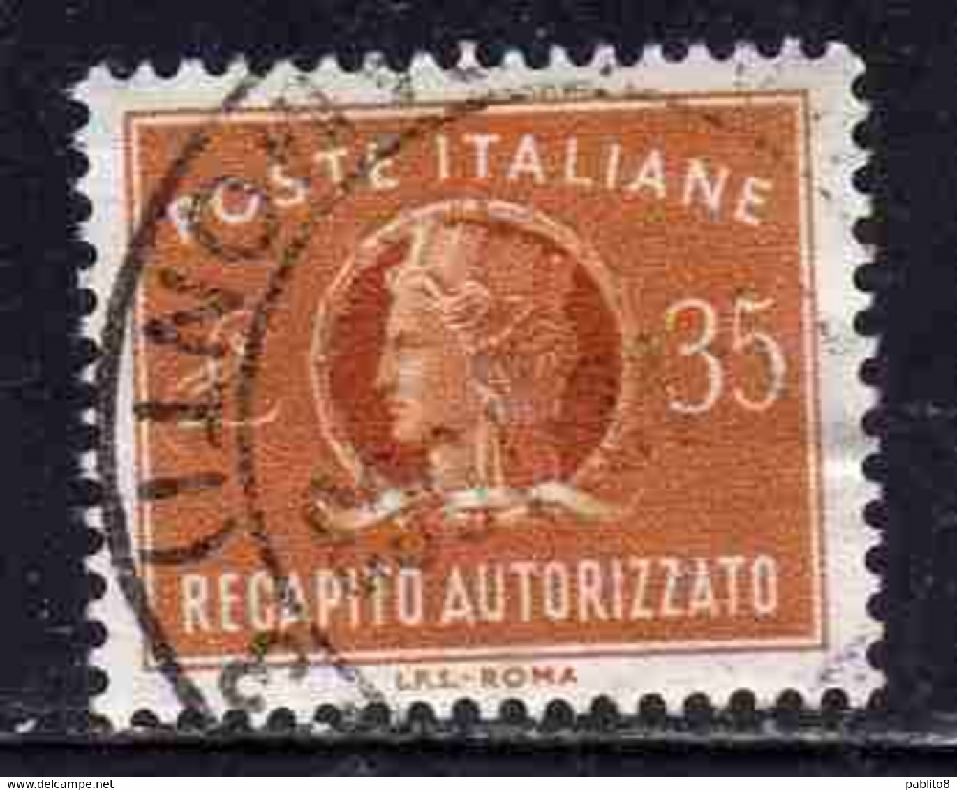 ITALIA REPUBBLICA ITALY REPUBLIC 1955 1990 RECAPITO AUTORIZZATO 1974 TURRITA LIRE 35 STELLE STARS USATO USED OBLITERE - Revenue Stamps