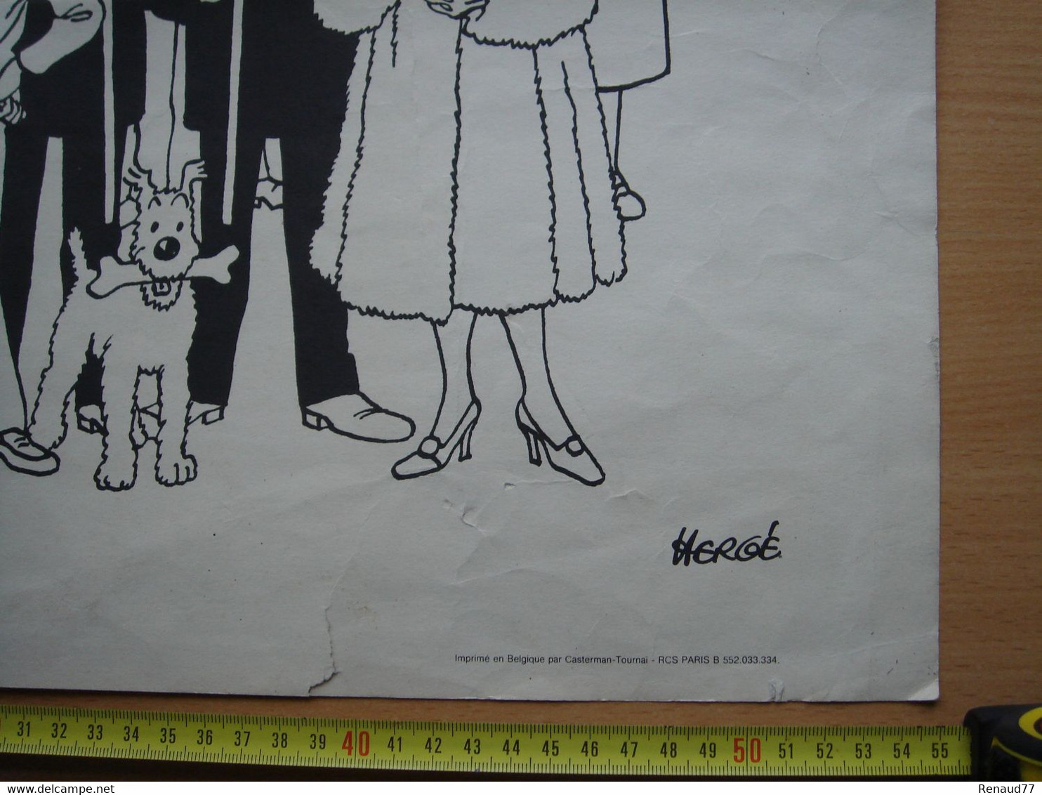 Affiche - Tintin & Milou, Capitaine Haddock, Dupond Et Dupont Ect --- Hergé - Casterman Tournai - 55cm Sur 38cm (RARE) - Affiches & Offsets
