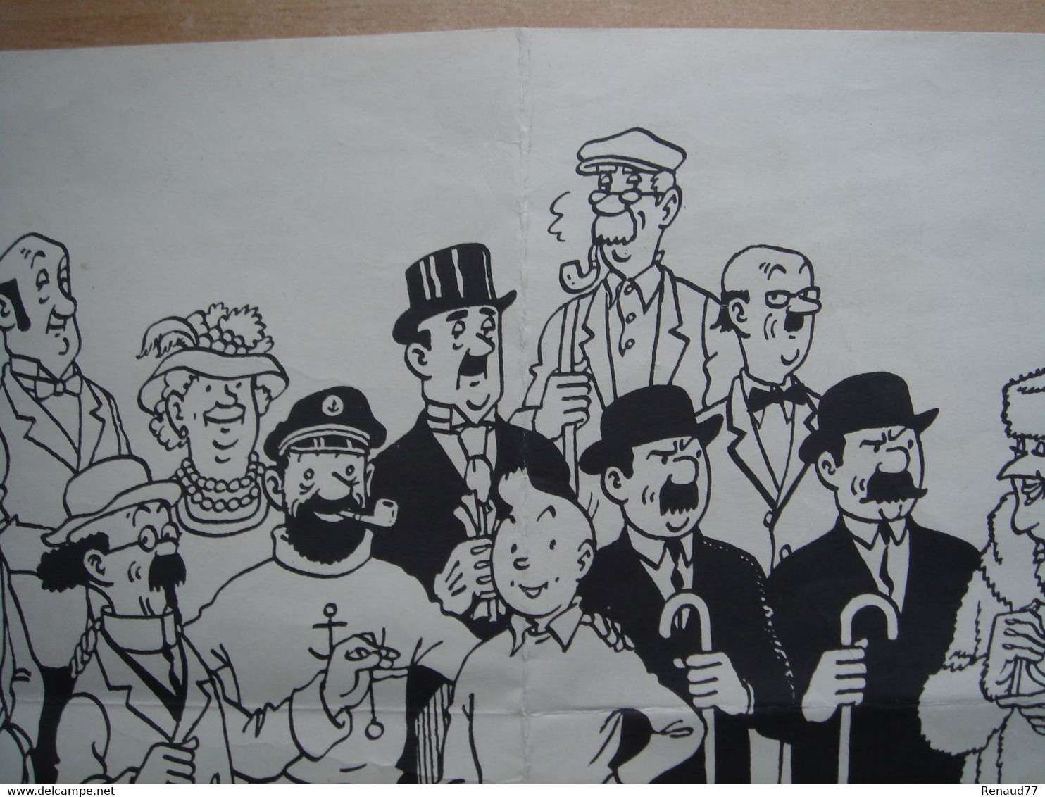 Affiche - Tintin & Milou, Capitaine Haddock, Dupond et Dupont ect --- Hergé - Casterman Tournai - 55cm sur 38cm (RARE)
