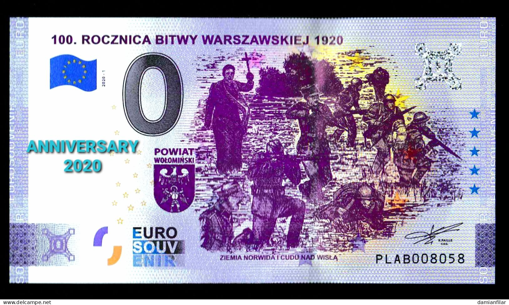 0 euro Souvenir Rocznica bitwy warszawskiej  ANNIVERSARY Poland PLAB 	2020-1