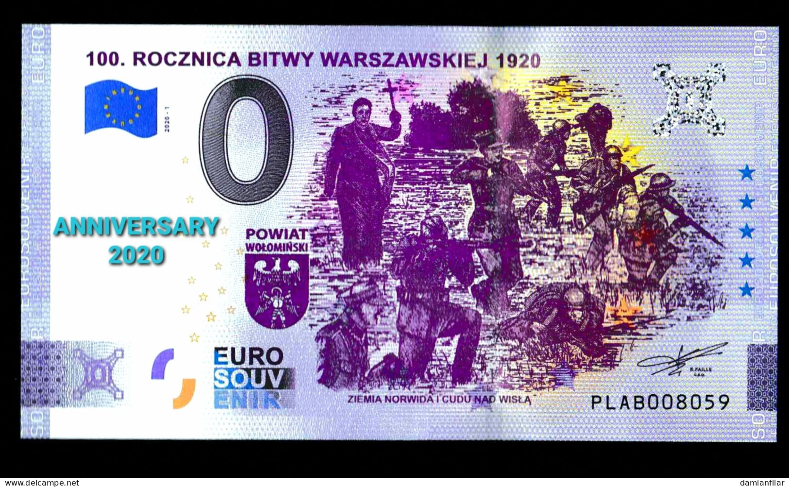 0 euro Souvenir Rocznica bitwy warszawskiej  ANNIVERSARY Poland PLAB 	2020-1