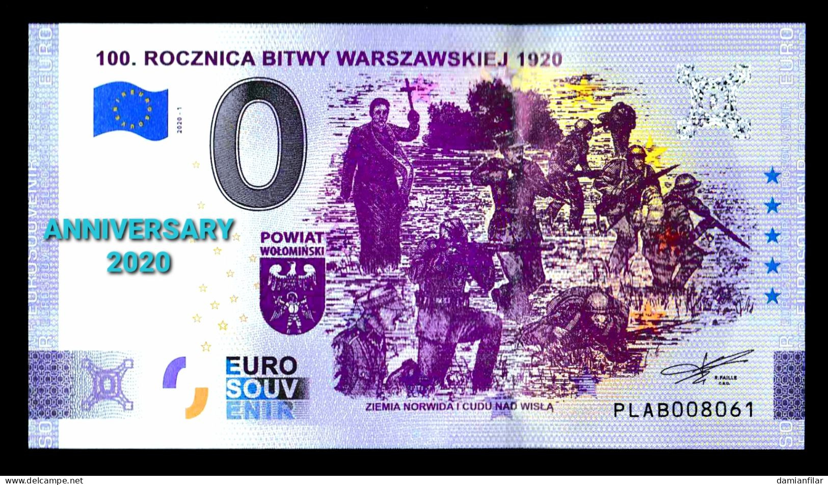 0 euro Souvenir Rocznica bitwy warszawskiej  ANNIVERSARY Poland PLAB 	2020-1