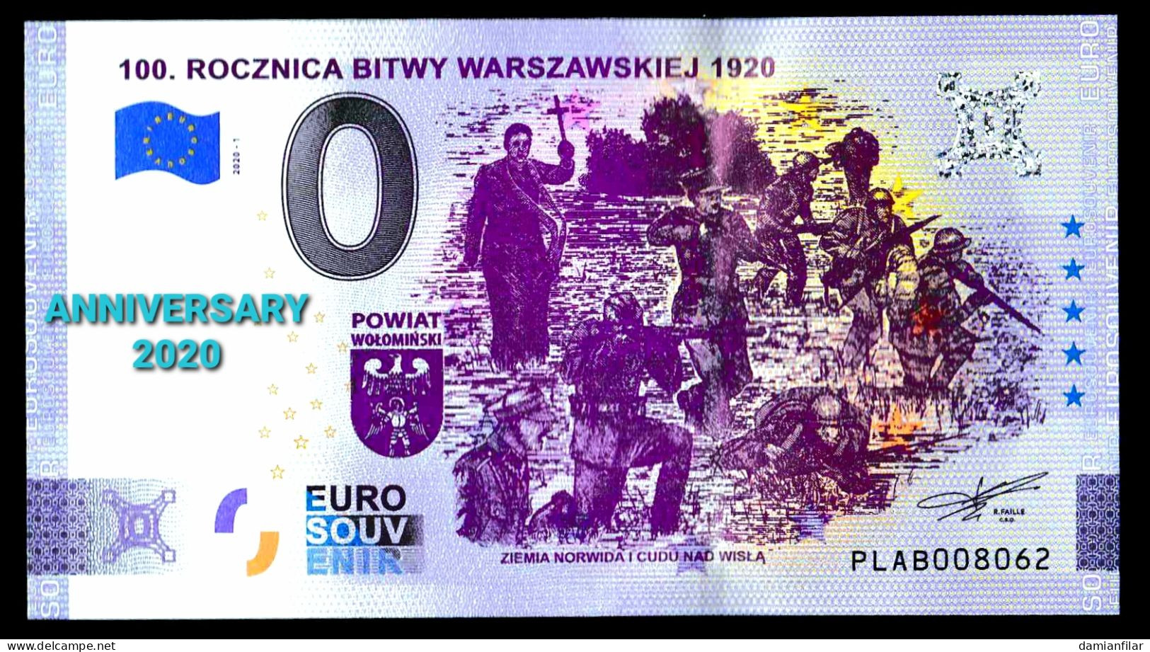 0 euro Souvenir Rocznica bitwy warszawskiej  ANNIVERSARY Poland PLAB 	2020-1