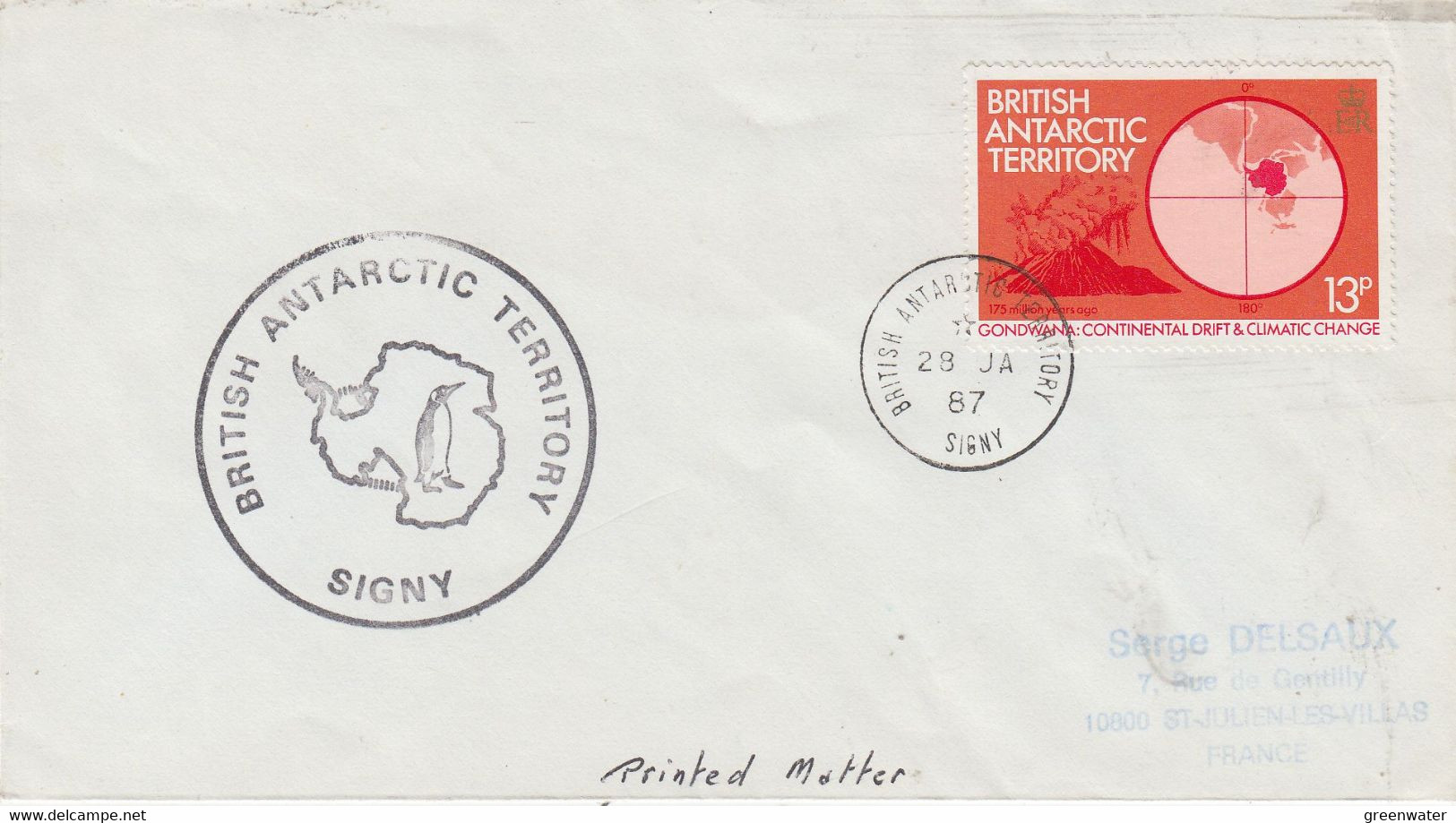 British Antarctic Territory (BAT) Cover Ca Signy 28 JA 1987 (AT153) - Covers & Documents