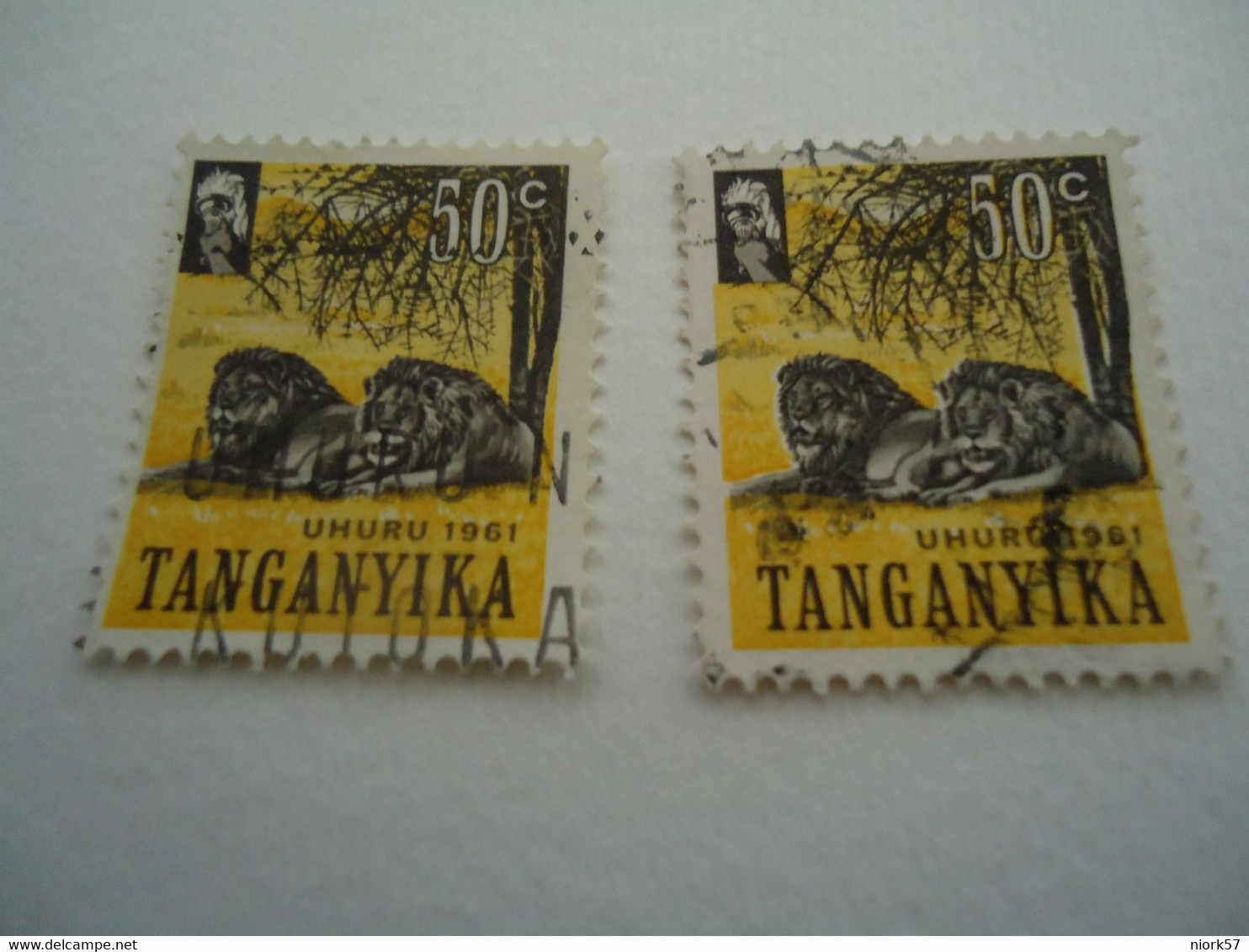 TANGANYIKA  USED  STAMPS 2 ANIMALS  LIONS - Tanganyika (...-1932)