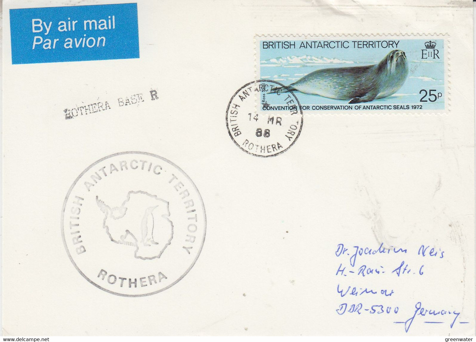 British Antarctic Territory (BAT) Card Ca Rothera 14 MR 1988 (AT154) - Covers & Documents