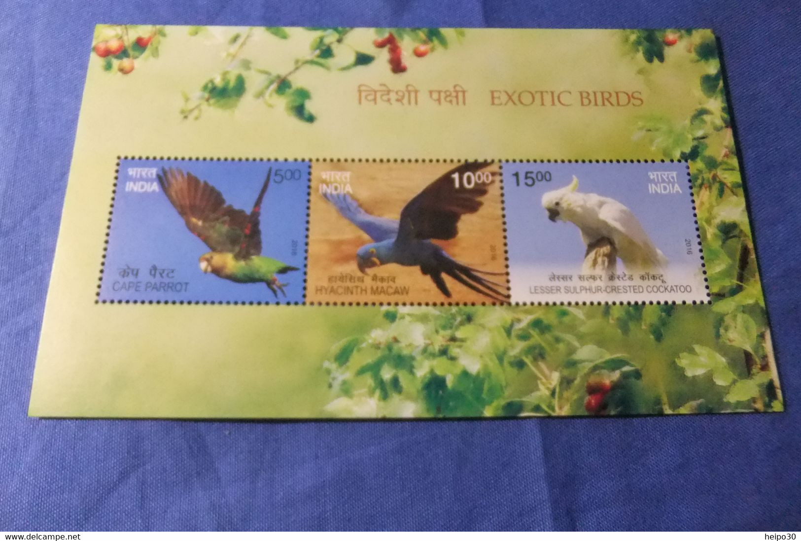 India 2016 Michel Block 150 Papageien II MNH - Blocks & Kleinbögen