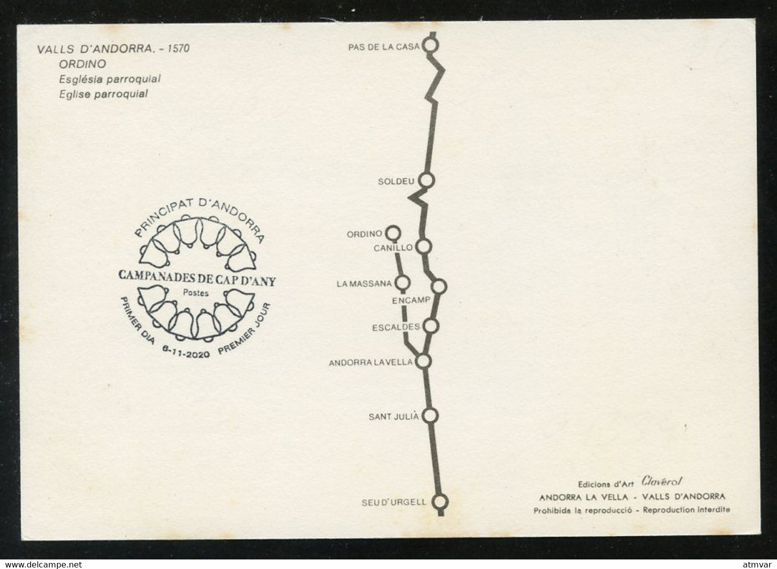 ANDORRA ANDORRE (2020) - Carte Maximum Card - Campanades Cap D'Any - Église, Horloge, Church, Clock, Uvas, Iglesia Reloj - Maximumkarten (MC)